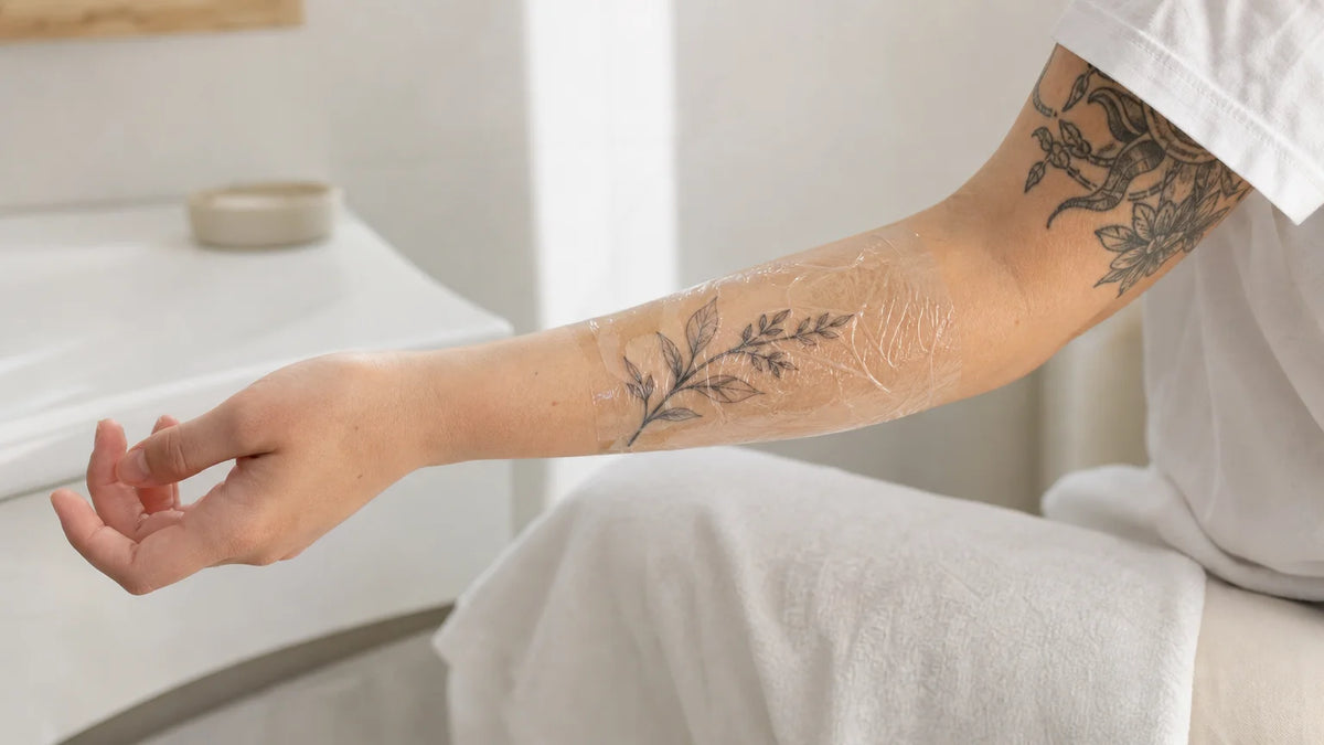 Tatouage récent protégé par un pansement transparent Image