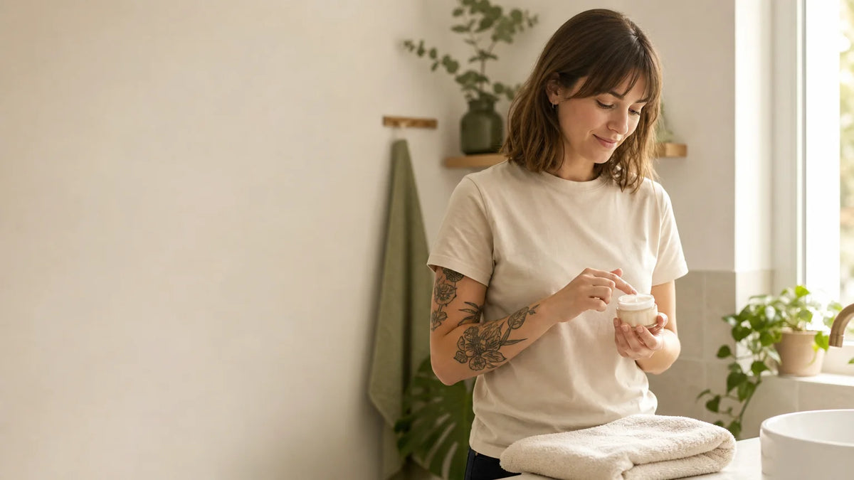 Personne prenant soin d’un tatouage avec une routine douce Image