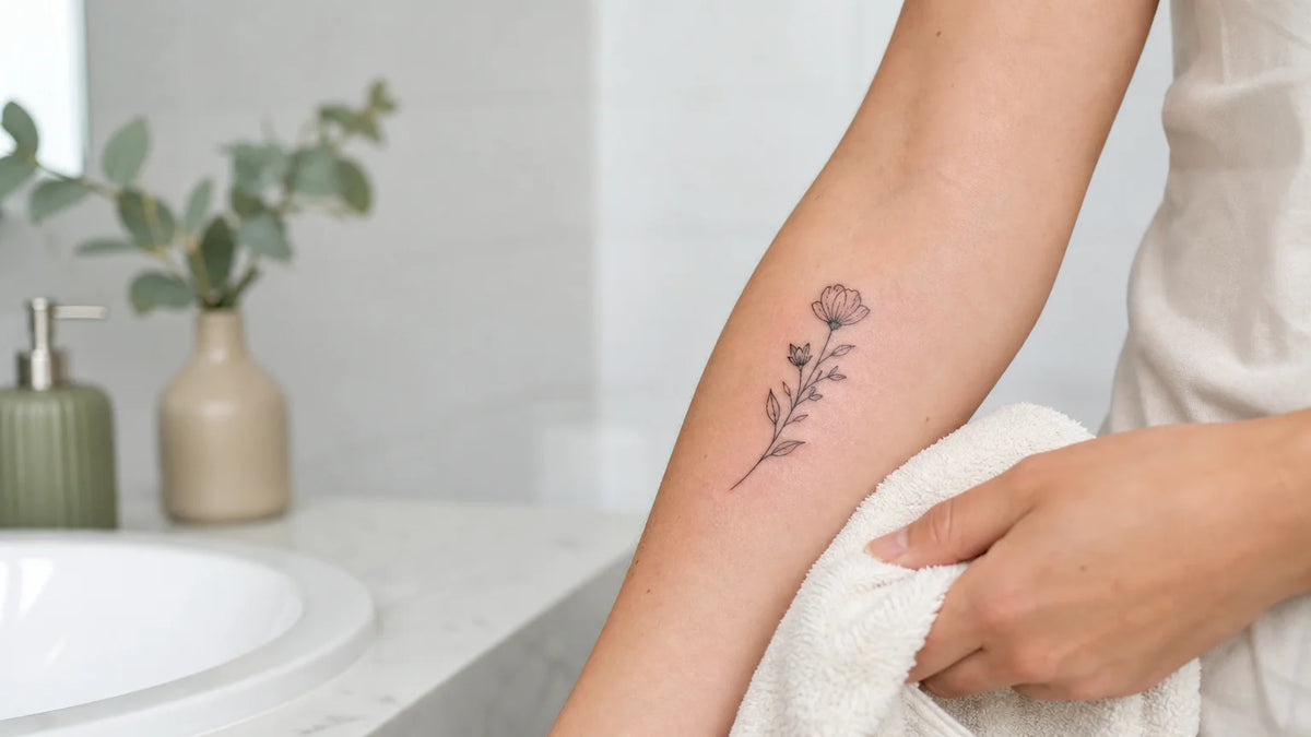 Tatouage récent protégé et entretenu avec douceur