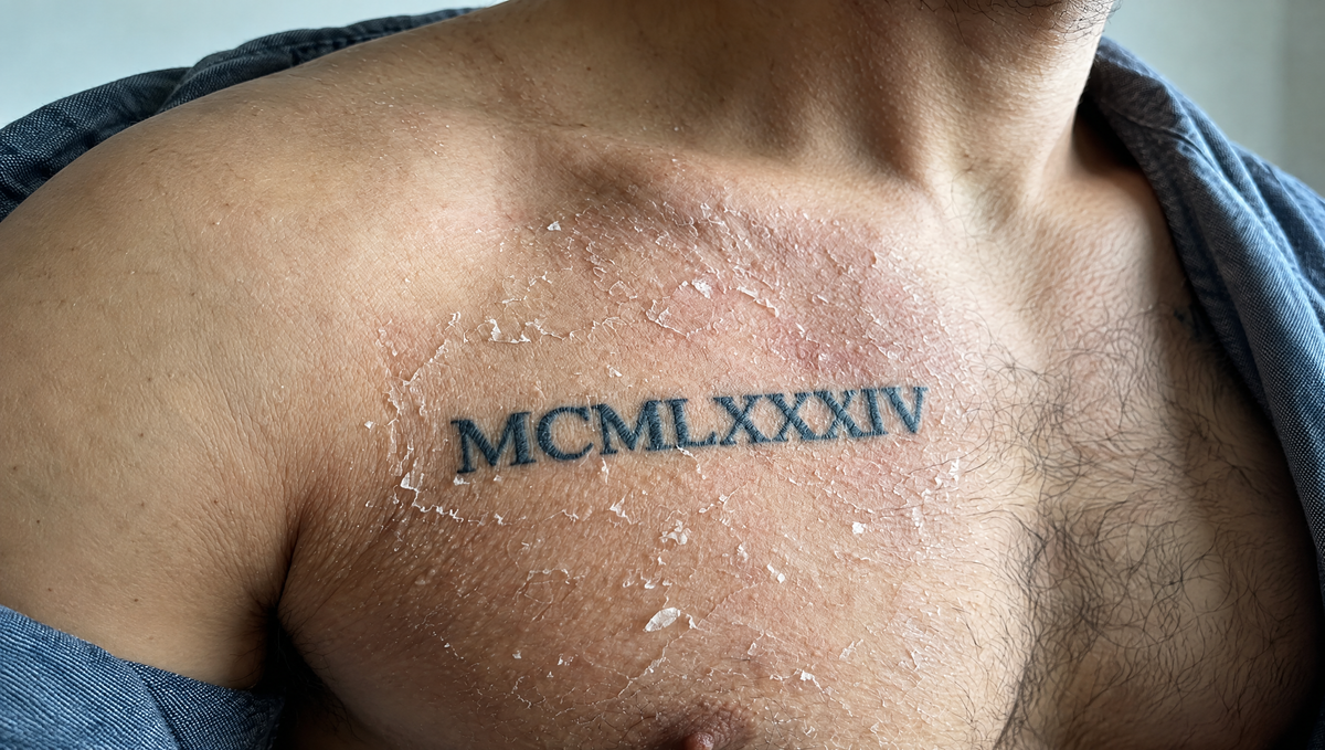 Tatouage sec sur le buste d'un homme Image